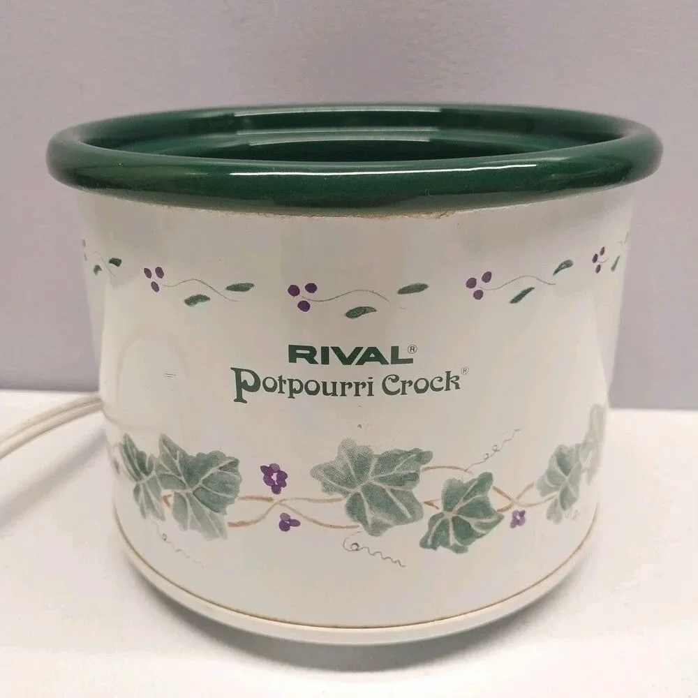 Vintage Rival Potpourri Crock Pot Electric Simmering Warmer Ivy Tested Works